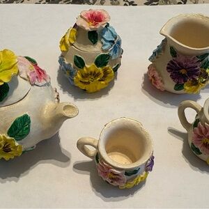 Floral Embellished Ceramic Tea Set